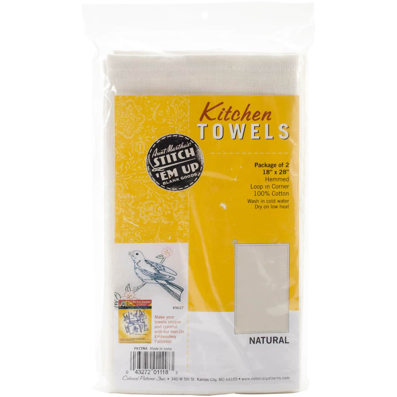 Aunt Martha&#x27;s Stitch &#x27;Em Up Natural Kitchen Towels